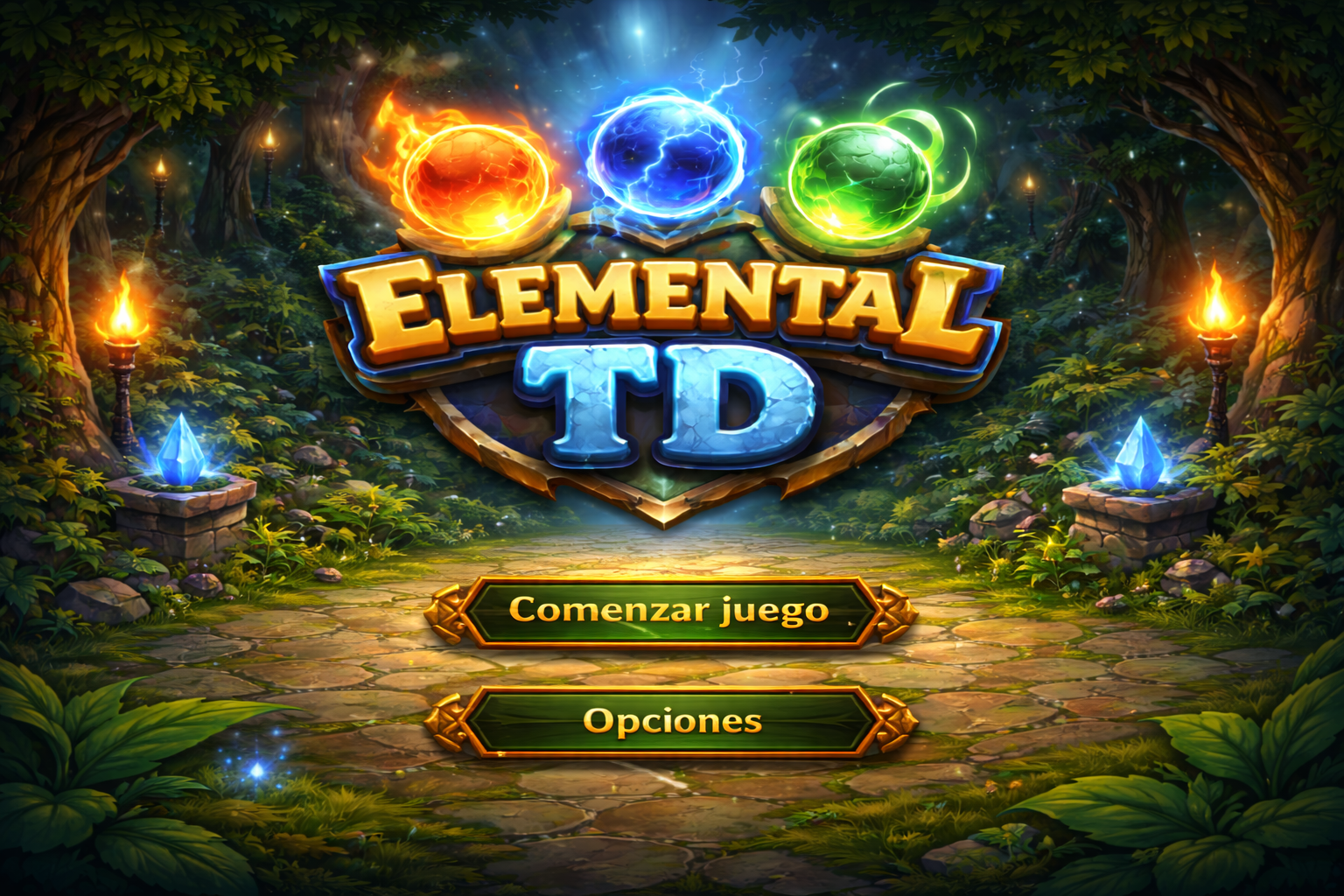 Menu principal de Elemental TD