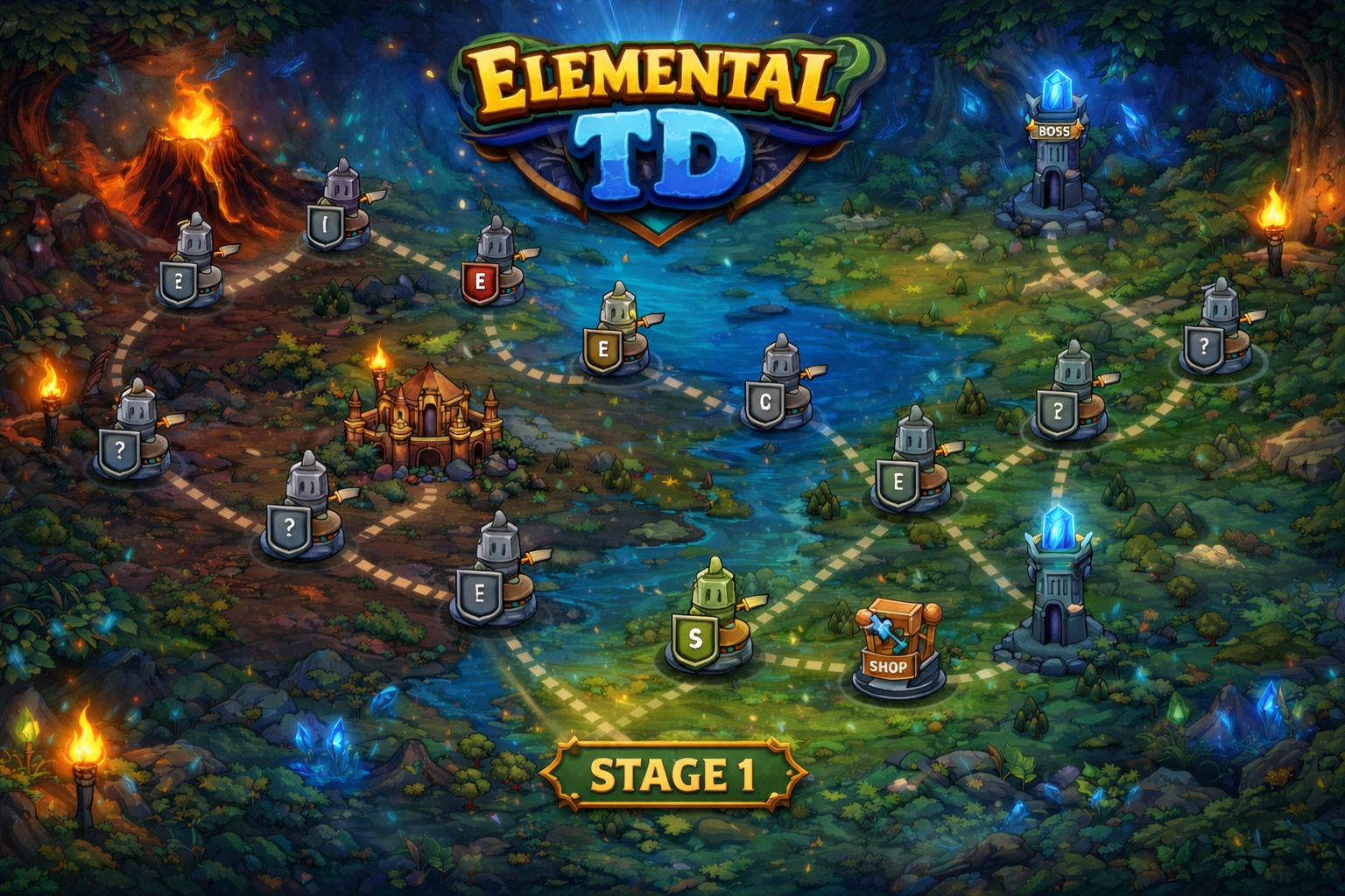 Mapa Stage 1 de Elemental TD
